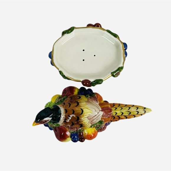 Vintage Fitz and Floyd Venezia Salt Pepper Set Pheasant Original Box Autumn Fall - Picture 7 of 9